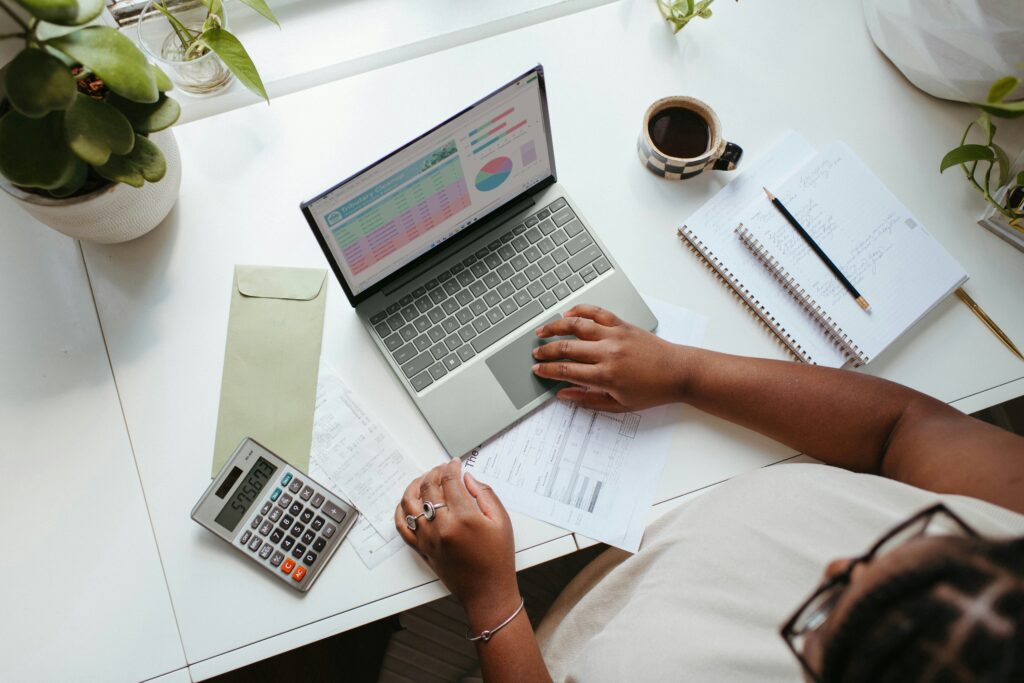 A person workingwith a laptop