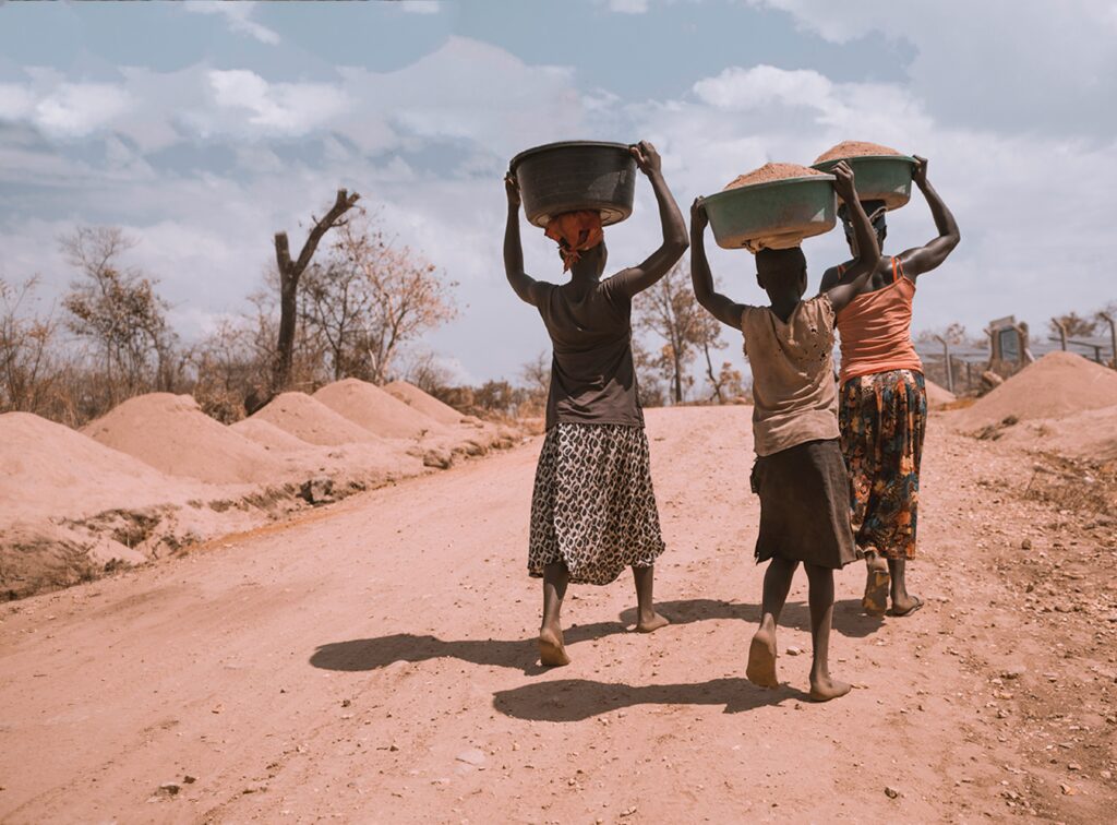 three women walking bare otted