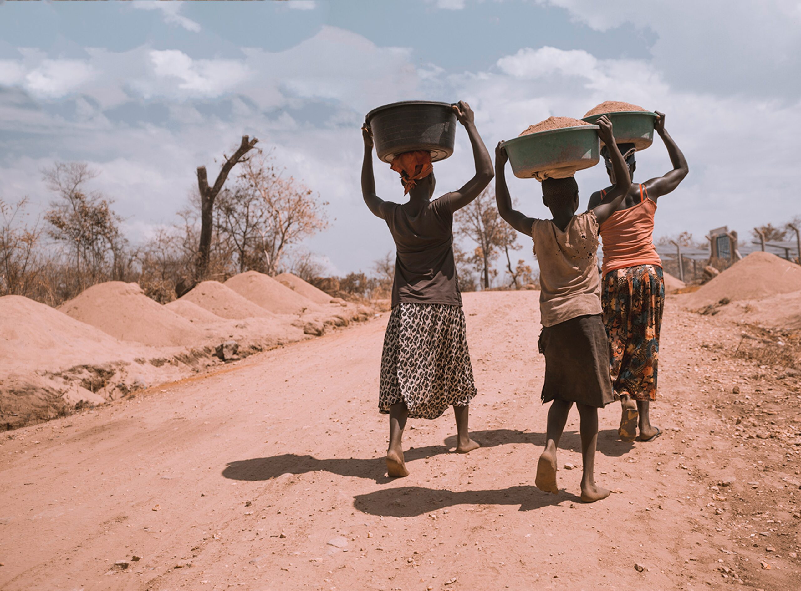 three women walking bare otted